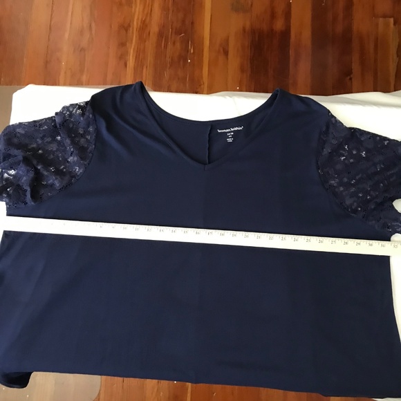 WOMAN WITHIN Lace Sleeve Tunic V-Neck Tee Shirt Women’s Plus Size 4X 34/36 - Picture 9 of 16